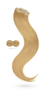 Tape-In Extensions mittelblond, 40 cm Länge, Virgin Echthaar, #8 Mittelblond, ideal für professionelle Haarverlängerungen