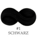 Schwarze Tape-In Extensions, 50 cm Länge, Virgin Echthaar, 10 Tressen untereinander, Zustand nach erstmaligem Öffnen der Originalverpackung