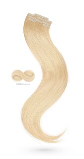 Tape-In Extensions ultrablond, 50 cm Länge, Virgin Echthaar, #1001 Ultrablond, ideal für professionelle Haarverlängerungen