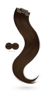 Tape-In Extensions mittelbraun, 60 cm Länge, Virgin Echthaar, #4 Mittelbraun, ideal für professionelle Haarverlängerungen